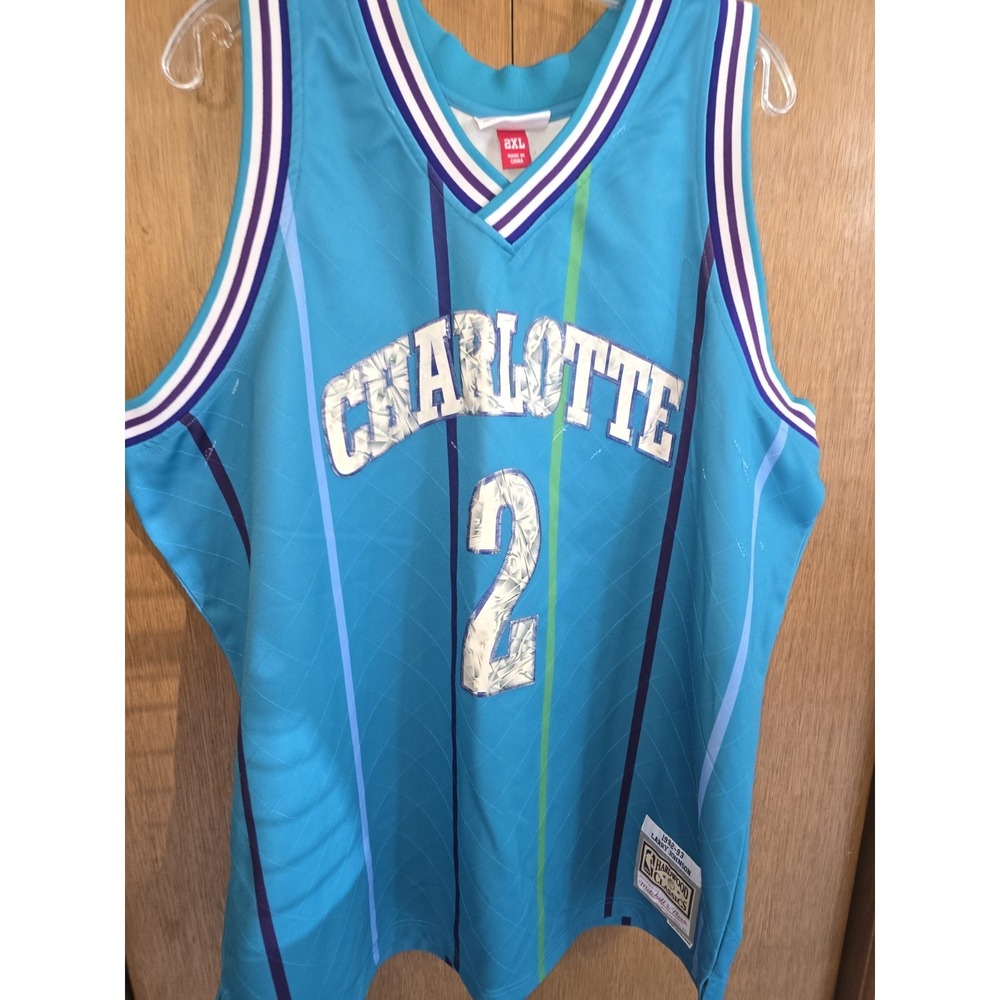 Charlotte Hornets Larry Johnson 2 Jersey 48 2XL  1992-93 Hardwood Classics Stain